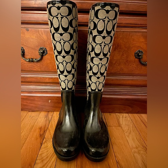 Coach High Knee Black rain boots - Picture 1 of 2